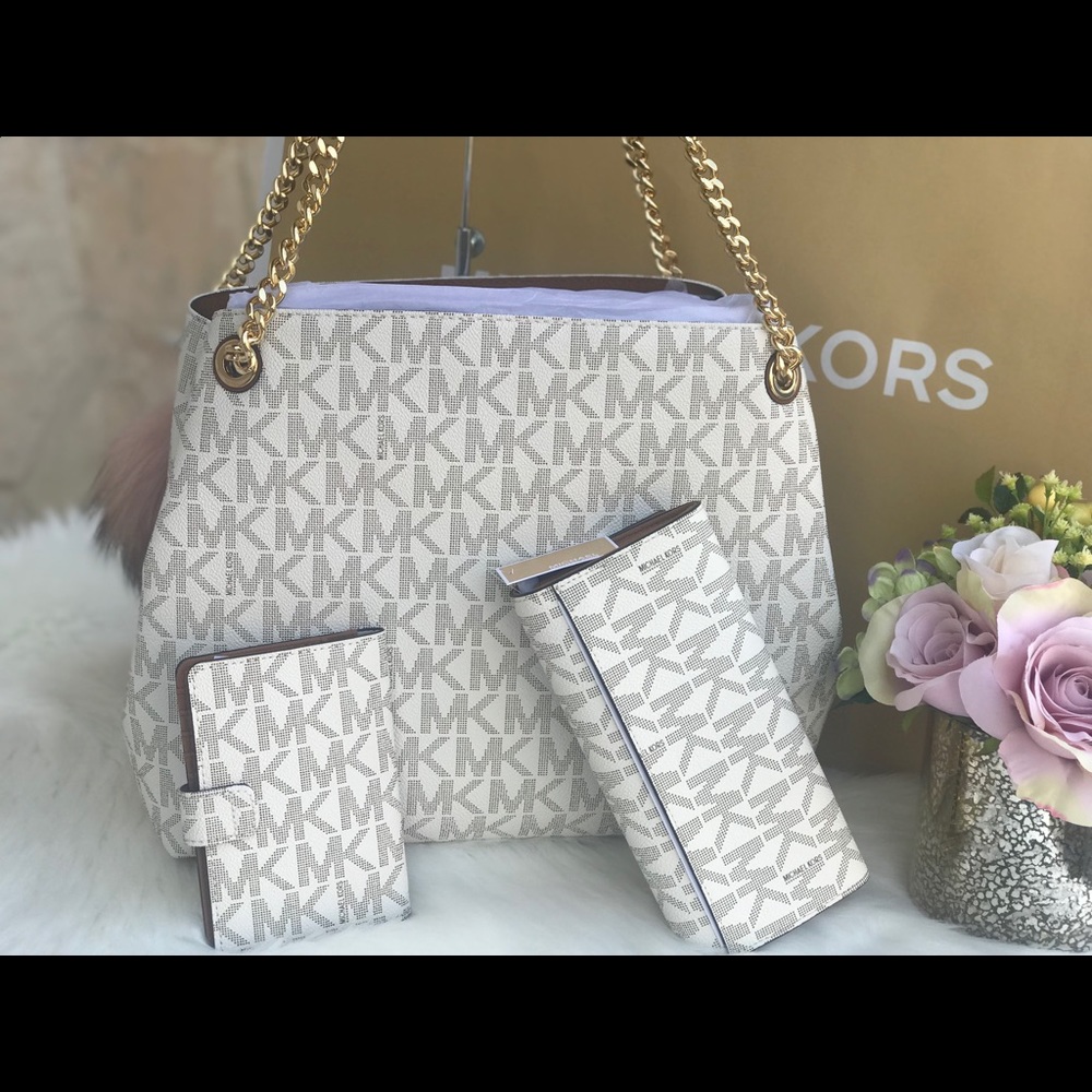 🌷MICHAEL KORS Jet Set Vanilla Shoulder Tote Set - Picture 3 of 8